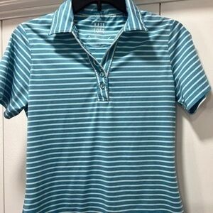 Kate Lord Women's Size Small Shirt Performance Wicking Golf Polo Blue & White